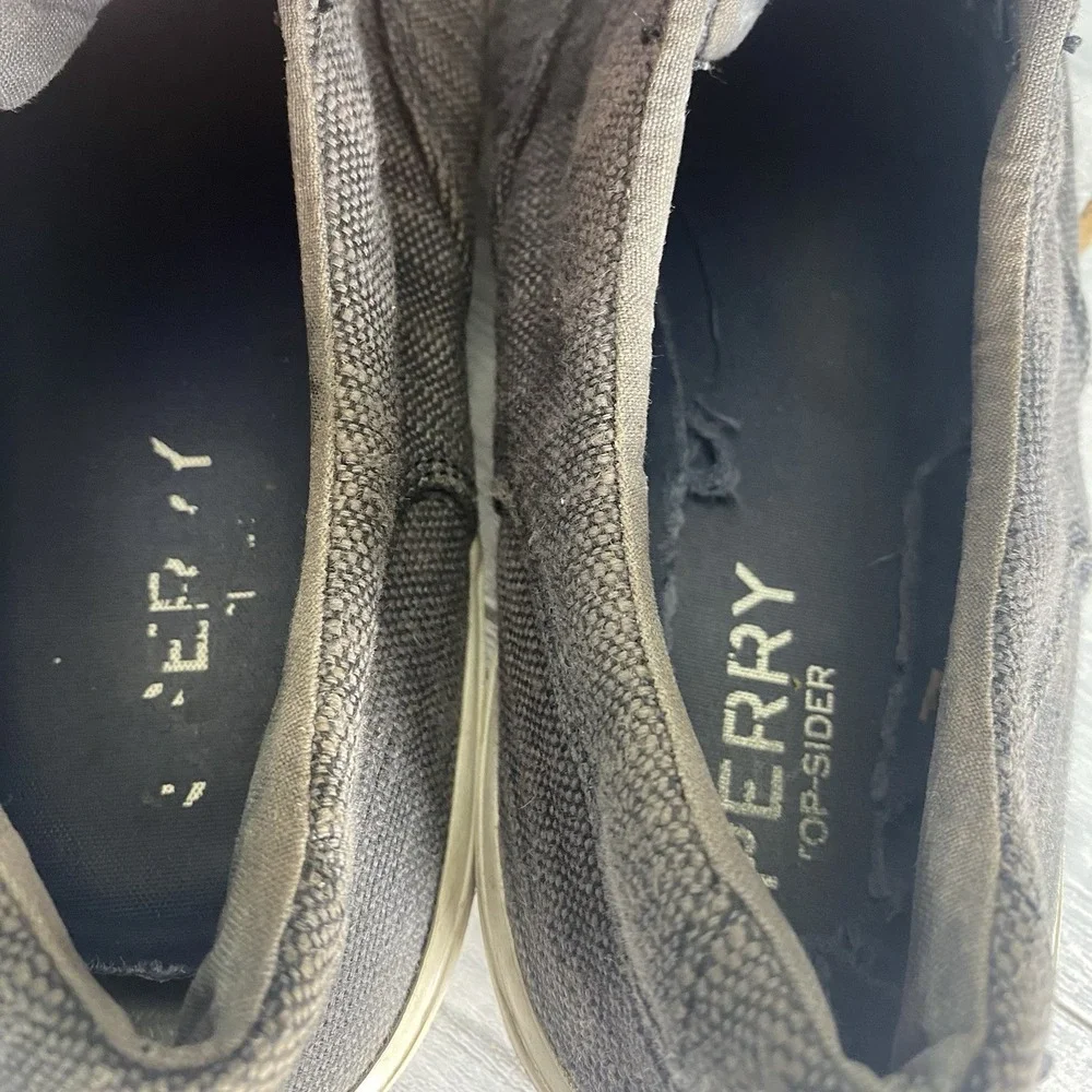 Sperry Shoes Mens 12 Gray Canvas Casual Nautical Preppy Leisure Comfy Sneakers